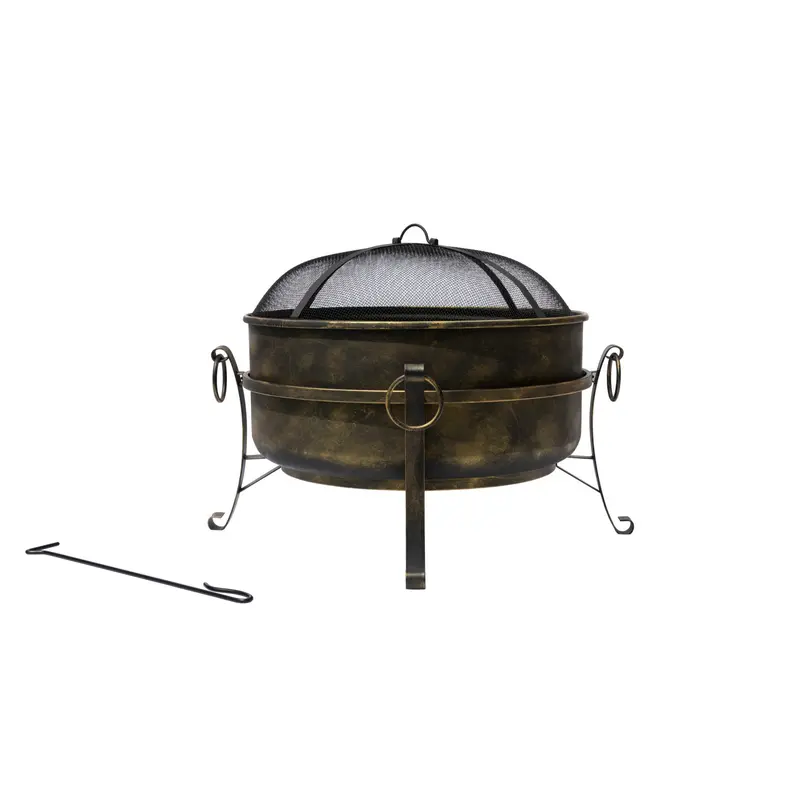 24-Inch Laguna Steel Cauldron Fire Pit – All-Weather Black & Bronze Design