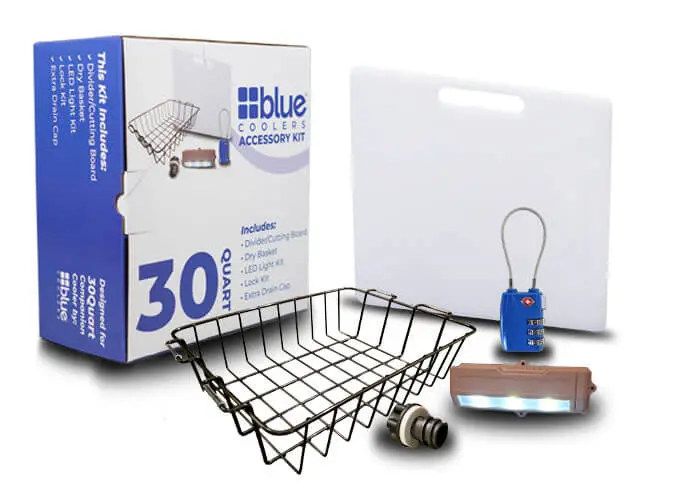 30-Quart Cooler Accessory Kit: Divider, Dry Basket, Lock, LED Light & Power Plug