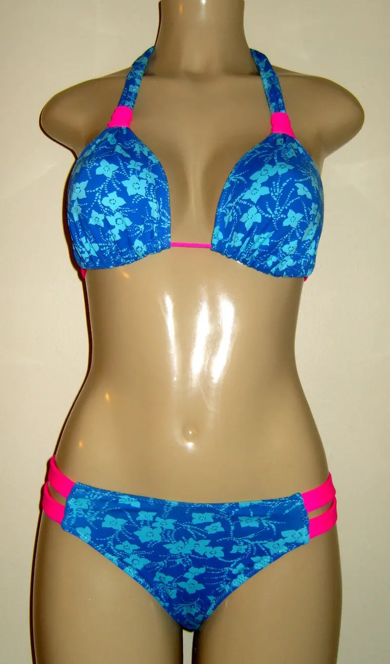 Adjustable Sliding Halter Bikini Top and Strappy Side Bottom