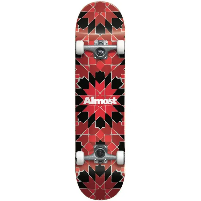 Almost Tile Pattern 7.75″ Complete Skateboard – Bold Red Finish