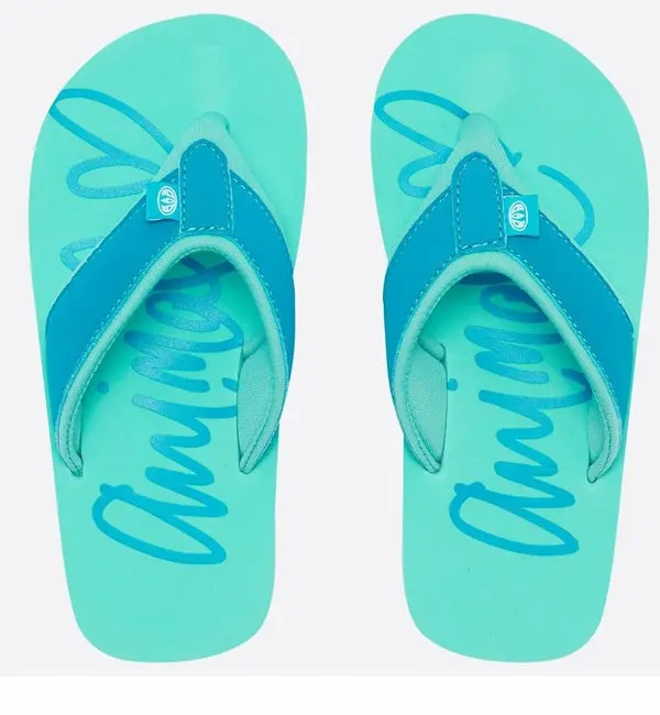 Animal Kids’ Swish Logo Flip Flops – Peacock Blue