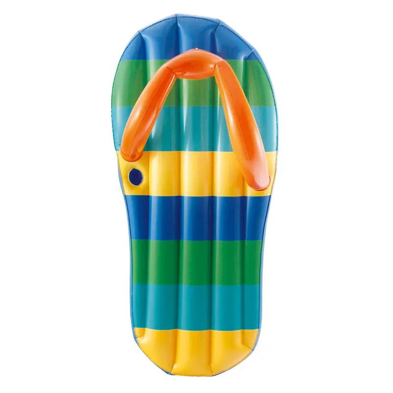 Beach-Striped 71-Inch Inflatable Pool Float