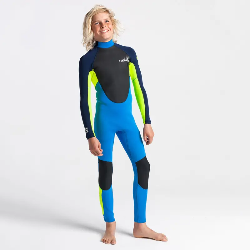 C-Skins Junior Element 3/2mm Back-Zip Wetsuit – Cyan & Yellow