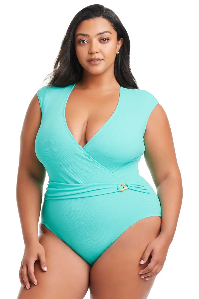 Cap-Sleeve One-Piece Swimsuit – Plus Size Pique Ole