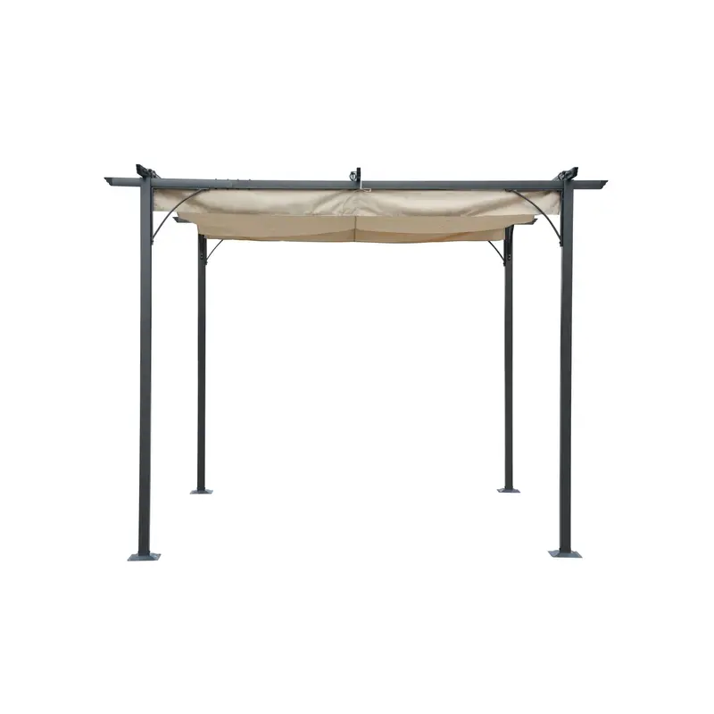 Champagne Retractable Roman Shade Canopy for Pergolas – UV-Resistant Fabric