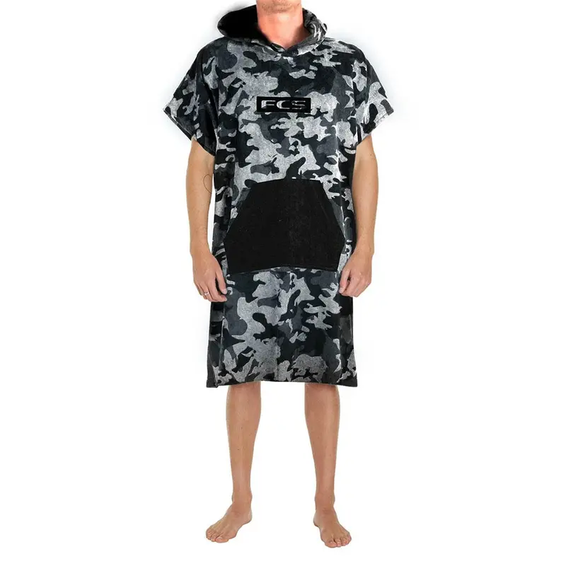 FCS Junior Beach Poncho Towel – Grey Camo & Black
