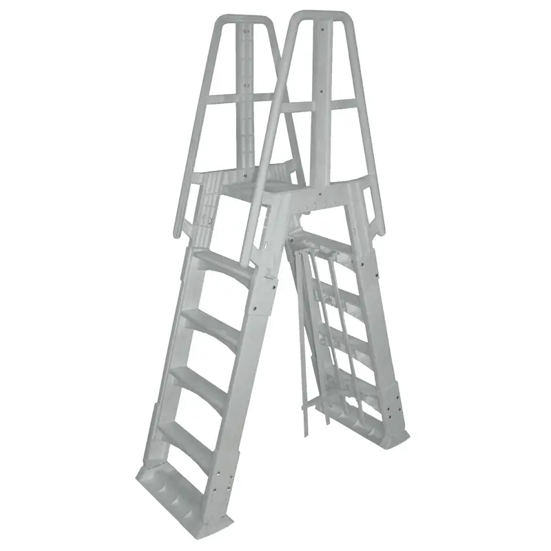 Gray A-Frame Above-Ground Pool Ladder – Heavy-Duty Design