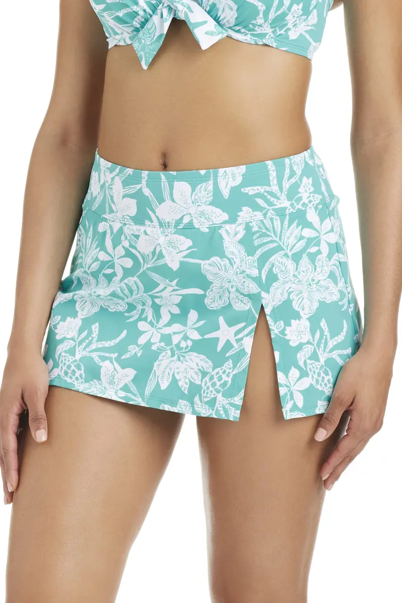 High-Waisted Skirted Swim Bottom – Mediterranean Breeze