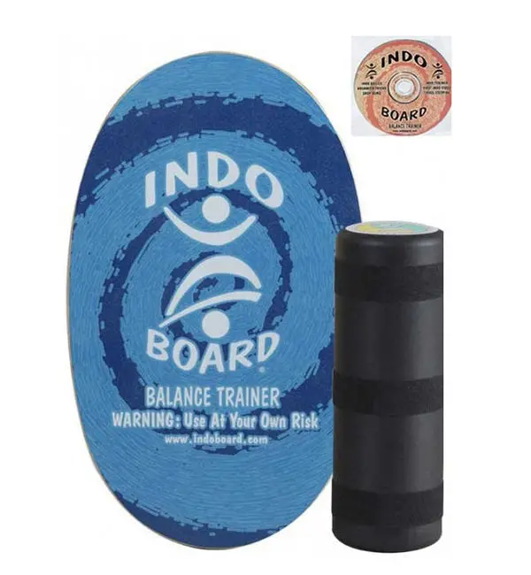 Indo Board Original Blue Swirl Balance Trainer Kit with Medium Roller and Instructional DVD