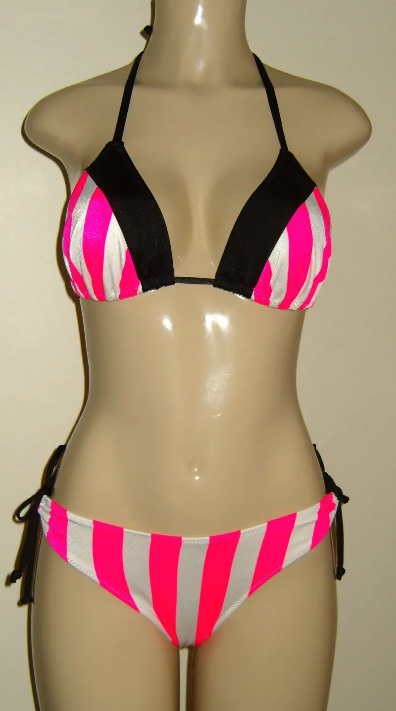 Nautical Stripe Triangle Top with Flattering Keyhole Swim Bottom