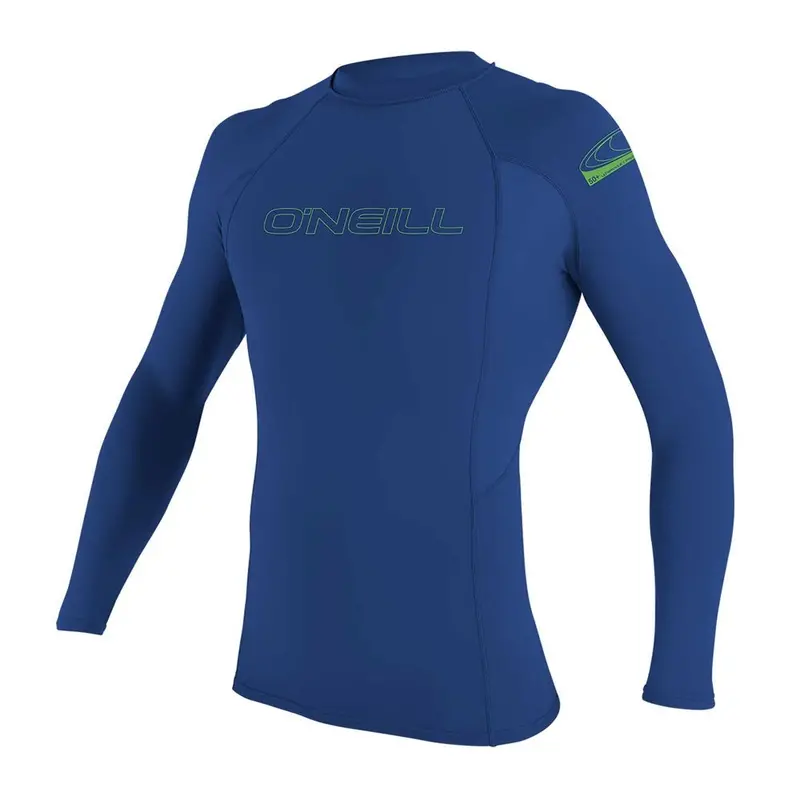 O’Neill Youth Basic Skins Long-Sleeve Rash Guard in Pacific Blue