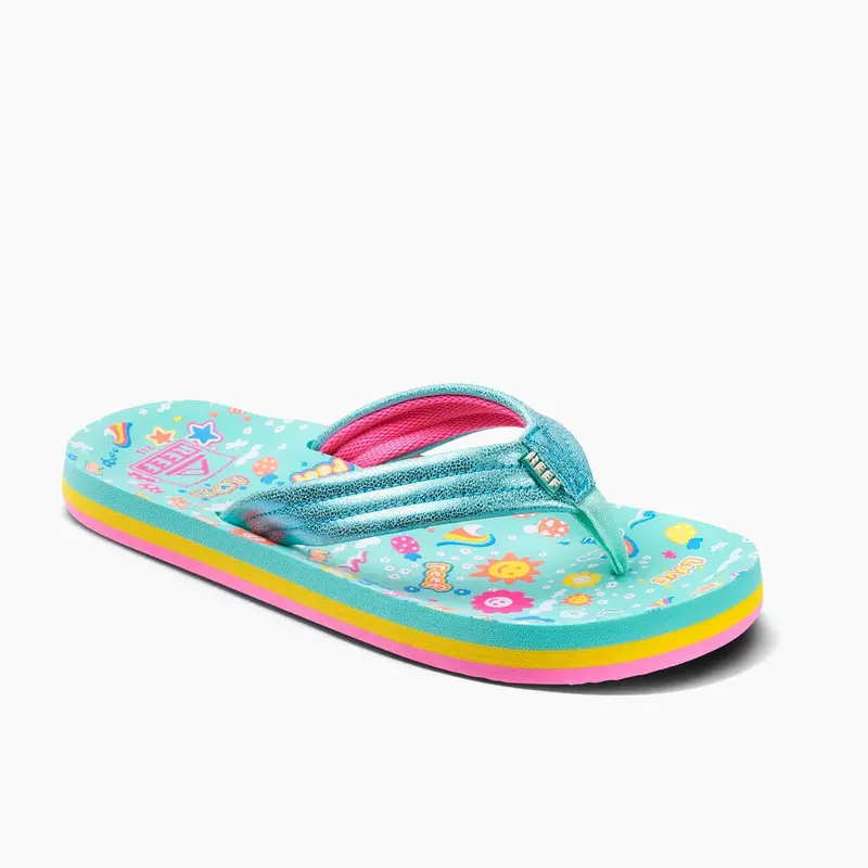 Reef Kids Ahi Flip Flops – Love Rainbow Print Sandals