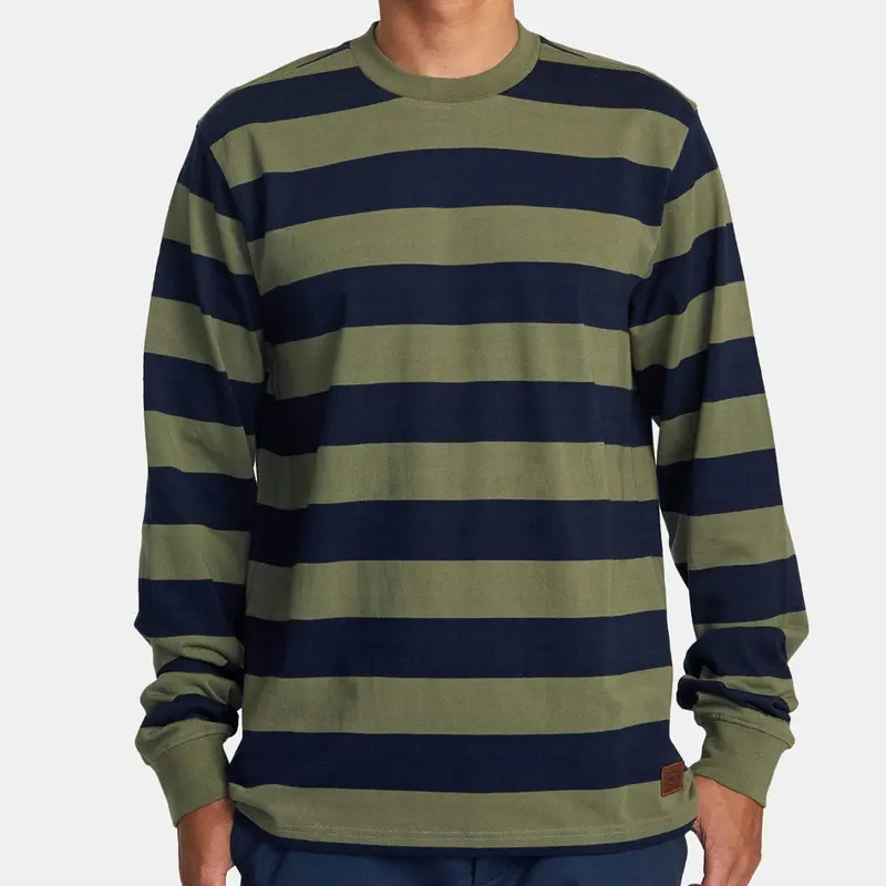 RVCA Chainmail Stripe Long Sleeve Tee – Textured Casual Shirt