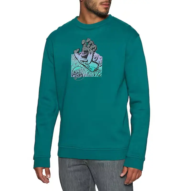 Santa Cruz Screaming Hand Divide Front Crew Sweatshirt – Cotton Fleece