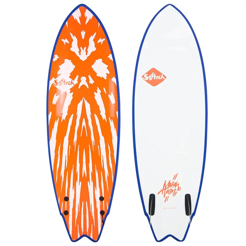 Softtech Mason Twin II 5’6″ Retro Twin-Fin Surfboard – Red & White